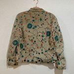 Chico's  LIGHT TAN SUEDE LEATHER JACKET WITH ALL OVER FLORAL EMBROIDERY- SIZE 1 Photo 3
