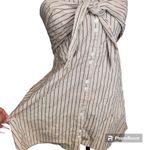 Free People  Striped Button Front Strapless Dress Photo 1