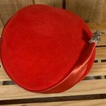Vintage 1940’s Women’s Cloche Hat W/ Hat Pin Ribbon Jeweled End Classic Red Wool Photo 3