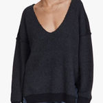 Free People Free‎ People Oversized V-Neck Sweater Black Gray Medium Photo 0