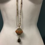 Chico's Chico’s long pennant necklace with stones 36”‎ double chain Photo 0