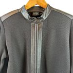 Dana Buchman Women’s Black Merino Wool & Leather Trim Sweater Jacket Size Large Photo 4