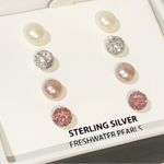 Macy's R.H. Macy & Co Fine Jewelry Cultured Freshwater Pearl & Crystal Earring Set NEW Photo 1