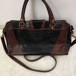 Brahmin Vintage  Doctor Bag Purse Croc Embossed Brown Shoulder Double Strap Photo 2