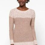 FATE. Clairina Women's Textured Teddy Knit Taupe Crewneck Sweater Photo 1