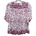 Lucky Brand Floral Boho Peasant Top White Red Pink Women’s Size Small Photo 5