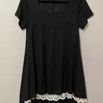 Umgee  Black Short Sleeve Lace Trim Tunic Dress Womens S Boho Casual Mini Photo 0