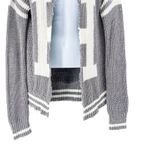 Hollister Logo H Varsity Gray Open Front Distressed Knit Cardigan Sweater Y2K Photo 2