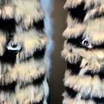 Black and White Houndstooth Faux Fur Teddy Notched Collar Pea Coat NWT Size M Photo 3