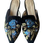 Internationally Blank Floral Velvet Embroidered Mules Photo 0
