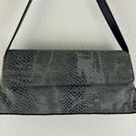 Vintage 90s Y2K Dusty Blue Snakeskin Print Fold Over Flap Rectangle Shoulder Bag Photo 3