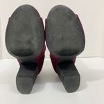 Carlos Santana Floral embroidered ankle booties, size 7 Carlos burgundy faux suede peep toe Photo 9