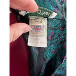 Roxy dress blouson vintage satin mock neck pleated skirt teal green fuchsia pink Photo 9