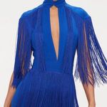 Blue High Neck Fringe Dress Size 2 Photo 0