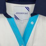 Addison Bay ISLE DRESS 100% Poplin Cotton White Blue Pipping Drop Waist Midi Sma Photo 7