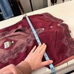 Deadstock 90s Burgundy Purple Suede Genuine Leather Lace Trim Vest Size Large Photo 7