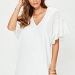 Missguided White V Neck Frill Dress Photo 0