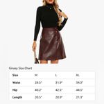 Ginasy High Waisted Faux Leather Skirt Wrap Pleather Mini A Line Maroon L NWT Red Size L Photo 3