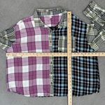 Cato  Patchwork Multi Plaid Button Up Shirt XL Rayon Long Sleeve Photo 11