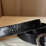 Gap Vintage  Black Leather Oval Buckle Belt Size 32 Western Boho Photo 6