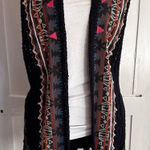 Free People Love Story Navy Southwestern Bohemian Sweater Knit Vest Tassel Sz S Photo 0