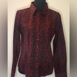 Talbots - Black and red cheetah print button down shirt Size 8P Photo 0