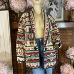VINTAGE 1990'S MAROON & CREAM SOUTHWESTERN THEME COTTON CHENILE BLAZER (26) Multiple Size 26W Photo 6