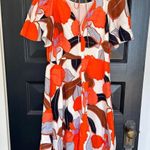 Ann Taylor Orange White Blooms Floral Linen Blend Dress Photo 5