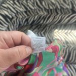 Pink Blush Jodifl Multi-Color Satin Smocked V-Neck Maternity Dress Large Photo 8