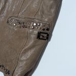 Vintage Violanti Studded Leather Jacket Linen Lined Brown Western Streetwear Size M Photo 7