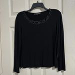 Lafayette 148 Sequin Embellished Neckline Long Sleeve T Shirt Top L Large Photo 0