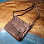 Born boc brown leather shoulder bag contrast stitching brass details Tan Photo 0