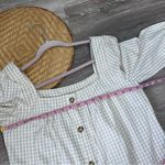 Sunny Leigh  beige gingham button down babydoll blouse Photo 6