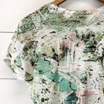 Tryst  Womens‎ S T-Shirt Twist Front Round Neck Abstract Green Pink White Active Photo 3