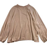 Talbots Plus 3X Sparkle Knit Ruffle Mock Neck Sweater Balloon Sleeve Blush Pink Photo 0