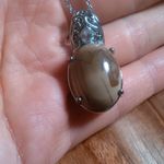 Venus Jasper and Sky Blue Topaz Stainless Steel Pendant Necklace Photo 9