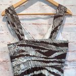 BCBGMAXAZRIA BCBG Maxazira dress side zip 6 fit flare sleeveless mini brown white v neck Photo 8