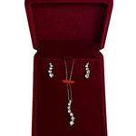 10KT SOLID WHITE GOLD JOURNEY PENDANT & EARRINGS & 18” NECKLACE CZ “DIAMOND” SET Photo 11