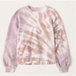 Abercrombie & Fitch | Tie-Dye Crewneck Sweatshirt Pink Coral Taupe | Medium Photo 0