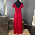 Red Chiffon Off the Shoulder Formal Bridesmaid Dress Corset Back Size 10 NWOT Photo 4