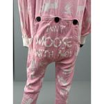 Lazy One Pink Moose Print Adult Onesie Pajamas Cotton Button Front Size L Size L Photo 3