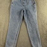 American Eagle  Mom Jeans‎ Women 4 High Rise Striped Blue Denim Pants Photo 0