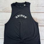 Adidas Black Sleeveless Crewneck Tee with Pink Flowers Knotted Front Photo 0