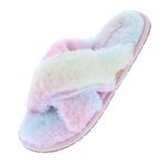 New Boutique Fur Slippers Criss Cross Fluffy Flat Slide Sandal Multiple Size 7 Photo 0