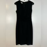 Akris Punto Black Sleeveless Split Neck Sheath Midi Dress Size 4 Photo 1