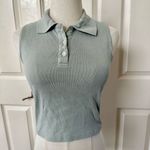 Brandy Melville  green cropped collared sleeveless top Photo 2
