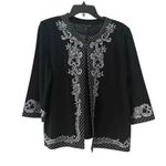Ming Wang Black Embroidered Cardigan Size Large Luxury Feminine Photo 1