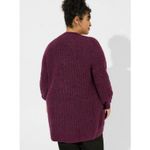 Torrid  Boyfriend Cardigan Pointelle Sleeve Sweater Burgundy Long Line Oversized Photo 4