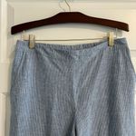 Linen Pants Blue White Embroidered Trim Size 8 Chicos 1 Photo 1