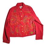 Vtg Y2K Coldwater Creek Coral Pink Floral Embroidered Collared Tencel Jacket L Size L Photo 0